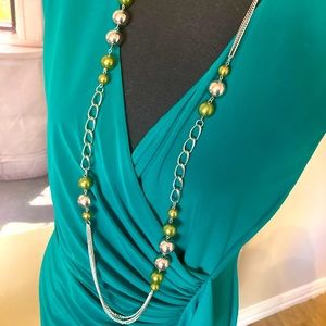 Long green and silver jewelry set